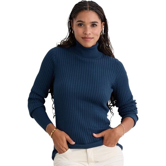 Women’s Organic Cotton Ribbed Turtleneck Sweater Small Fair Trade